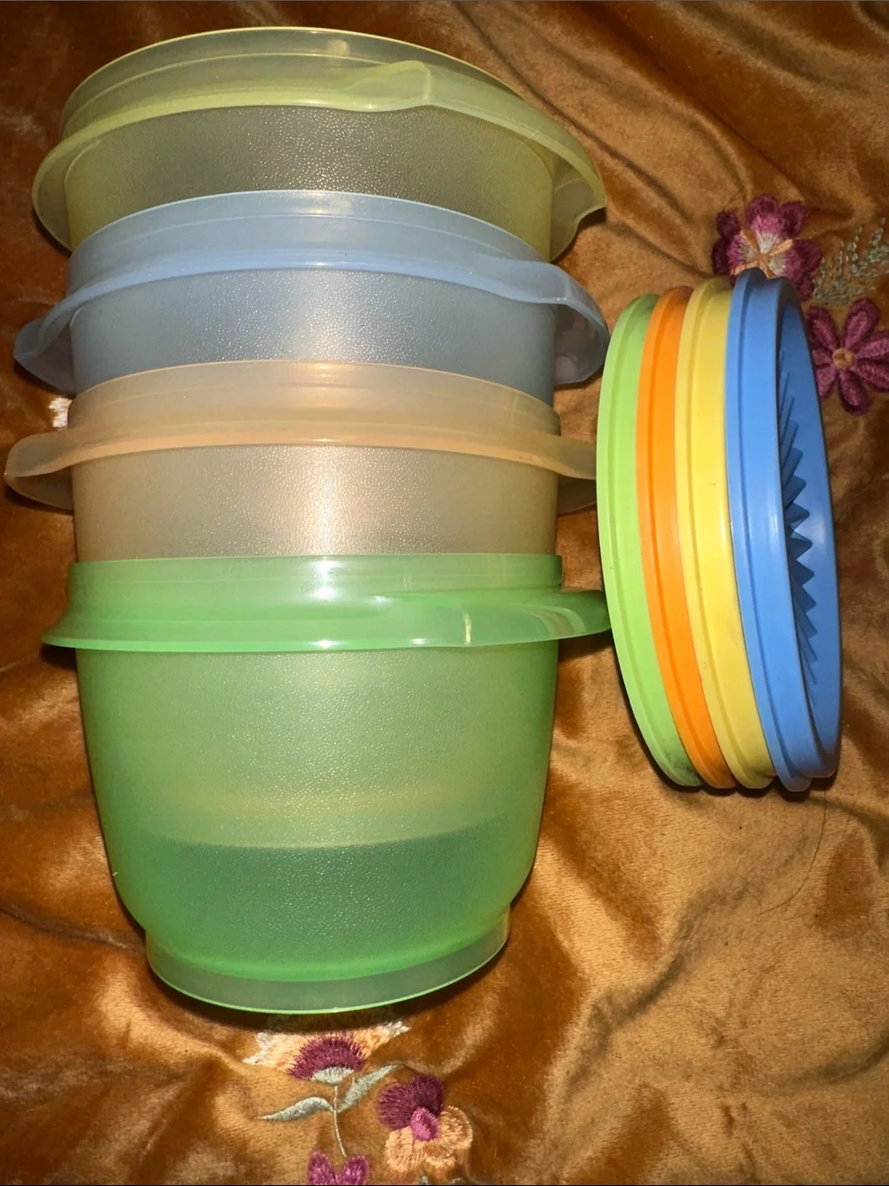 Tupperware Classic Sheer Servalier, Set of 4, NIB, Retro 2000s, Pastel / Jewel
